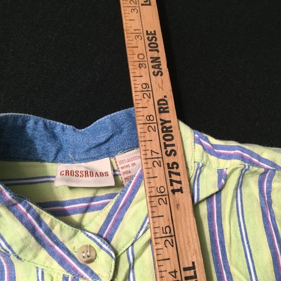 #NN Crossroads Button Up Shirt Mens Medium Vertical Striped Long Sleeve Regular - Picture 5 of 7